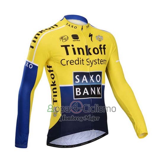 Tinkoff Saxo Bank Ropa Ciclismo Culotte Largo 2014 Mangas Largas Azul y AMarillo